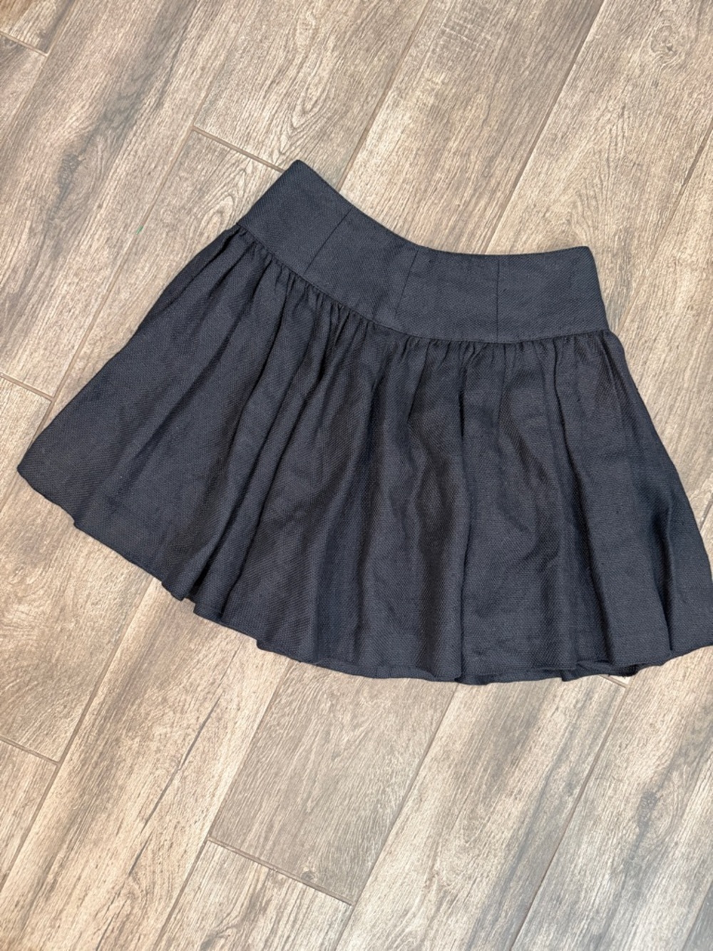 Opening Ceremony Black Linen Skater Skirt with pockets
